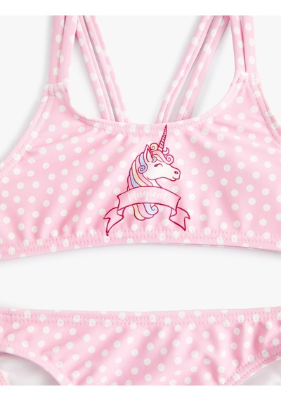 Koton Bikini Takımı Unicorn Baskılı İnce Askılı Pembe 4skg00008mm Pembe