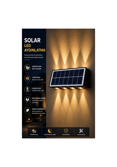 Robeve Solar Led Duvar Apliği 8 Ledli Bahçe Aydınlatması Güneş Enerjili Dış Mekan Bahçe Lambası, Su Geçirmez Sensörlü Duvar Lambası, Beyaz & Gün Işığı Modlu Solar Aydınlatma Beyaz - Gün Işığı Robeve Solar Led Duvar Apliği 8 Ledli Bahçe Aydınlatması Güneş Enerjili Dış Mekan Bahçe Lambası, Su Geçirmez Sensörlü Duvar Lambası, Beyaz & Gün Işığı Modlu Solar Aydınlatma Beyaz - Gün Işığı