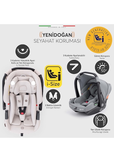 Elele Pilota Premium Kabin Tipi Travel Sistem Bebek Arabası Gri