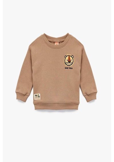Koton Erkek Bebek Bisiklet Yaka Uzun Kollu Şardonlu Aslan Baskılı Sweatshirt Kahve