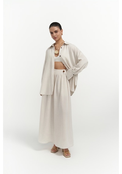 Mai Collection Mai Studios Co. Ambra Bej Gömlek Etek Takım Bej