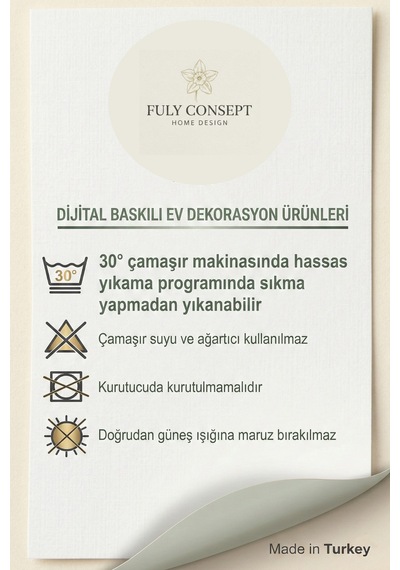 Salon Halısı Mavi Turuncu Çiçek Desenli Kaymaz Taban Th-3030 Mavi - Turuncu - Krem