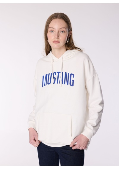 Mustang Ekru Kadın Kapüşon Loose Fit Baskılı Sweatshirt M4wl-swt-1890