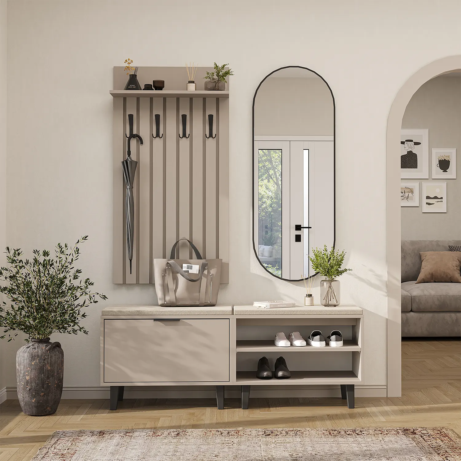 Nord Vestiyer Takımı Kapaklı Ve Kapaksız Bench,lambri Askılıklı, Modüler, Oval Aynalı Portmanto Takımı Kumtaşı Nord Vestiyer Takımı Kapaklı Ve Kapaksız Bench,lambri Askılıklı, Modüler, Oval Aynalı Portmanto Takımı Kumtaşı