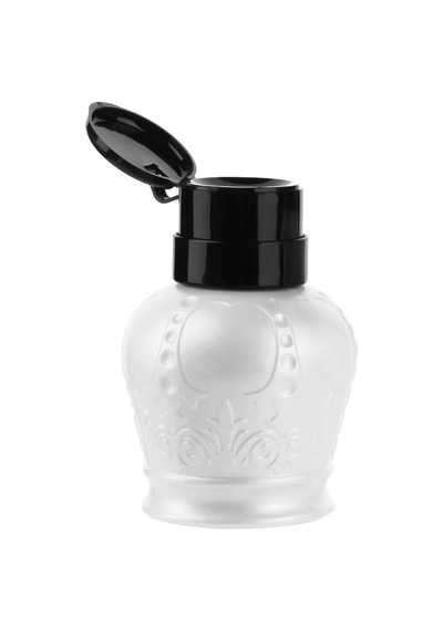 Desenli Pompalı Sıvı Şişesi Aseton Cleanser Şişesi Gri 250ml
