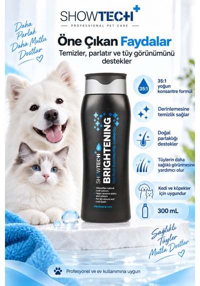 Showtech Brightening Parlatıcı Etkili Kedi Köpek Şampuanı 300 Ml - 35:1 Konsantre İle Beyazlatıcı Şampuan
