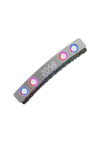 Gaming Kablosuz Bluetooth Speaker Hoparlör Renkli Rgb Işıkları, 12w Güçlü Sesi Dijital Saat Ve Alarm