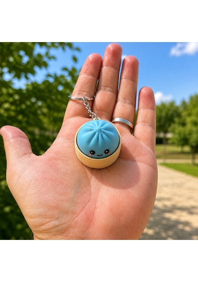3d Baskı Clicker Çin Mantısı Anahtarlık 2 Adet Kawaii Dumpling Fidget Anahtarlık Anti Stres Sü