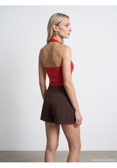 Dilvin 21268 Halter Top-kırmızı