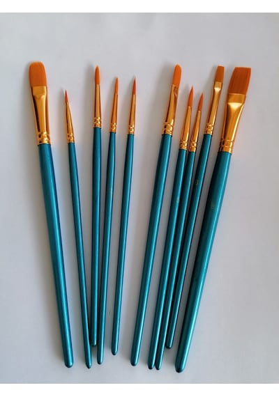 Hşap Saplı 10 Lu Fırça Seti Sanat, Hobi Ve Atölye Kullanımı İçin