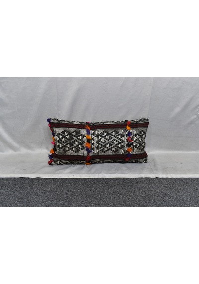 Zehra Abla Halı Yeni El Dokuma Dekoratif Lumbar Kilim Kırlent Yastık Kılıfı 6188