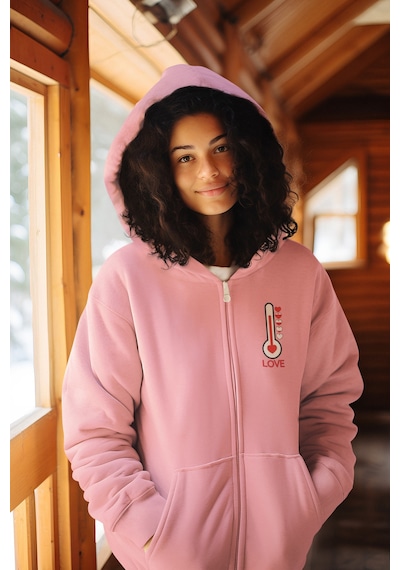 Stil X Fermuarlı Kadın Sweathırt, 3 İplik Şardonlu Pembe-3