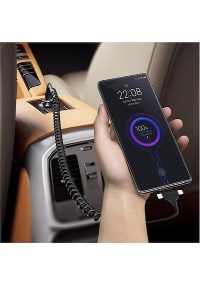 Spiral Tasarımlı Micro, Type-c Ve Lightning To Usb 3'ü 1 Arada Şarj Kablosu 1 Metre - Oto Şarj Kablosu