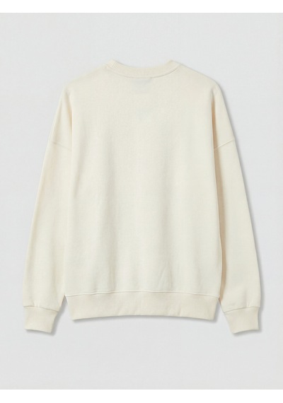 Lcw Vision Ekru Bisiklet Yaka Baskılı Oversize Kadın Sweatshirt