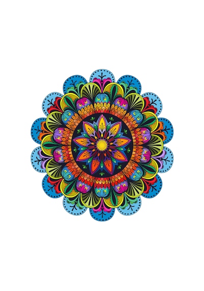 Yuvarlak Etnik Desenli Duck Kumaş Masa Örtüsü 150x150 Cm Çok Renkli
