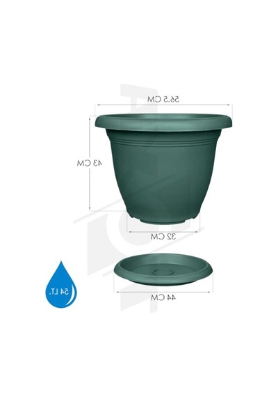 Yuvarlak Plastik Villa Saksı, 22 Litre Hacminde Ve Tabaklı Tasarımıyla