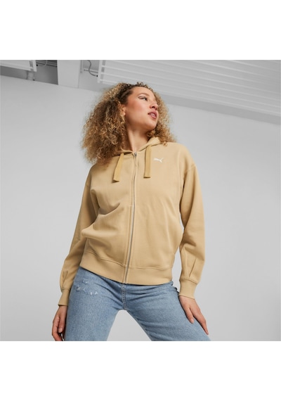 Puma Her Terry Fermuarlı Kadın Kapüşonlu Sweatshirt 676003 84 Bej