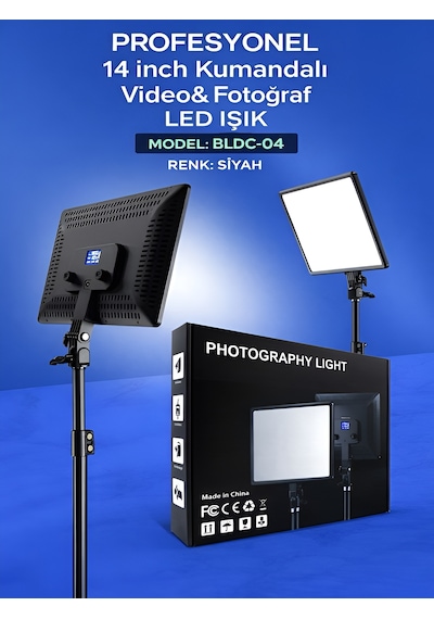 14 İnç Kare Soft Işık Led Panel Profesyonel Makyaj Fotoğraf Video Çekim Işığı Tripodlu