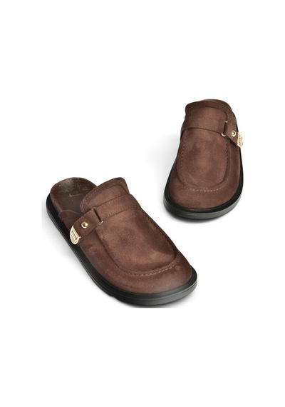 Fox Shoes Z250525202 Kahverengi Süet Önü Kapalı Kadın Terlik