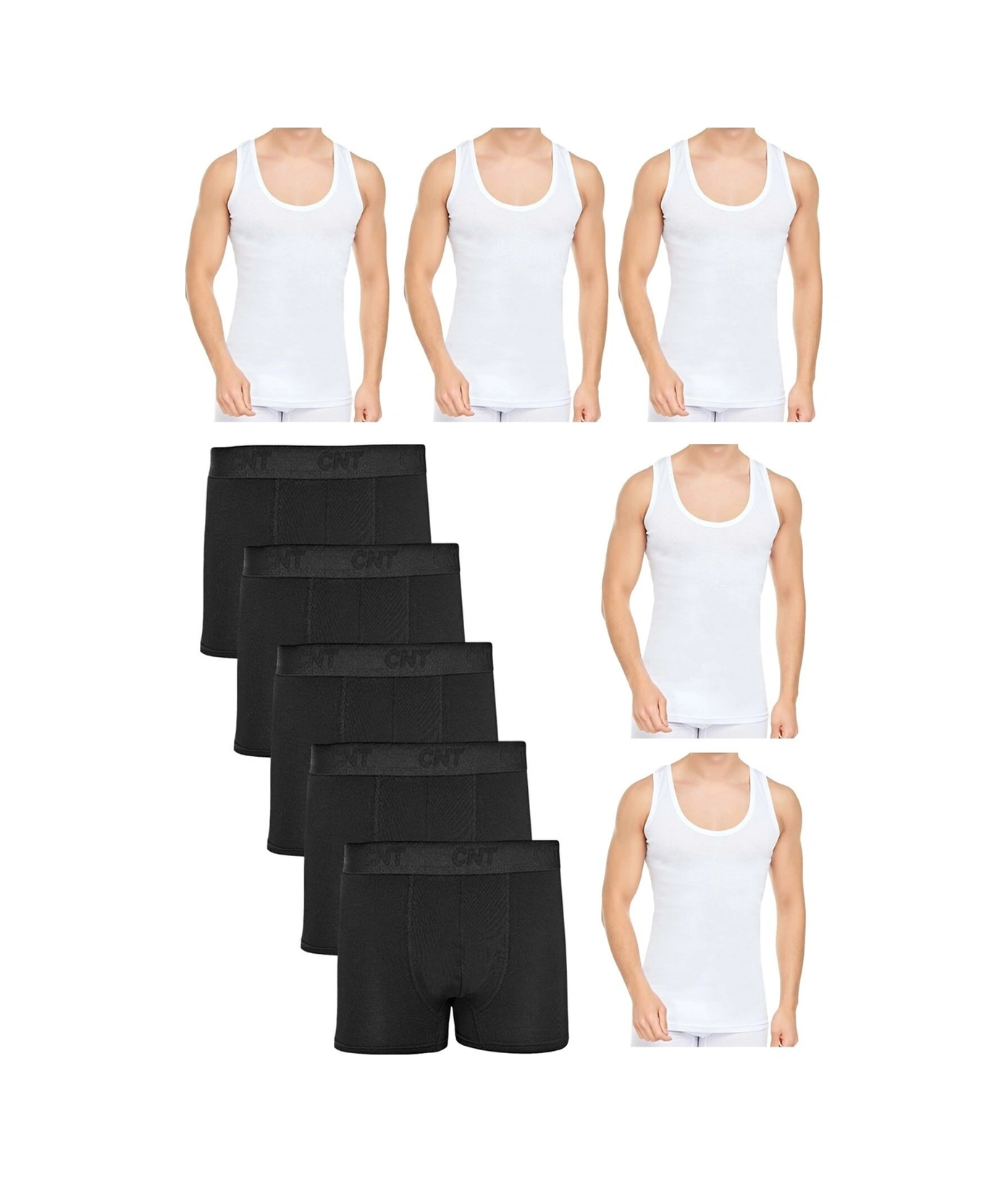 Tezzgelsin Erkek 10 Parça Atlet Ve Boxer Takımı Ekonomik Paket Atlet Ve Boxer Set 5 Atlet 5 Boxer Beyaz - Siyah
