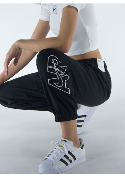 Sportswear Air Fleece Oversize Siyah Kadın Eşofman Altı Bej