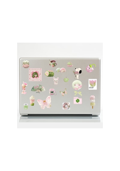41 Adet Strawberry Matcha Pembe Yeşil Kawaii Tatlı Sticker Seti - Etiket Seti Scrapbook Bullet Journal