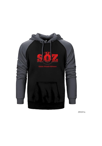 Söz Dizisi Logo Gri Renk Reglan Kol Sweatshirt / Hoodie