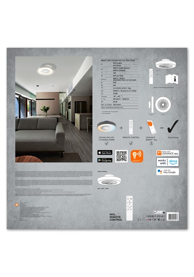 Ledvance Smart Led Led Fanlı Tavan Armatürü Gri