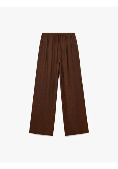 Koton Beli Lastikli Bürümcük Düz Paça Pantolon Kahverengi 5sal40128ıw Kahve