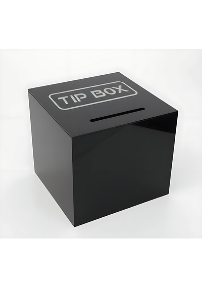 Kare Tipbox - Bahşiş Kutusu Siyah - 14x14xh13cm
