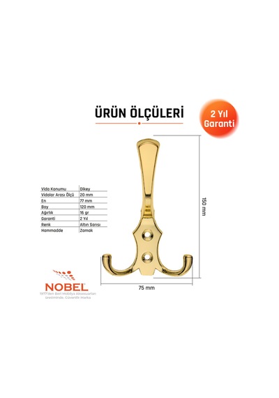 Ri Ko Portmanto Askısı, Metal Vestiyer Askısı, Altin, Duvar Ve Dolap Askılığı 5'li Set Vidalı Altın
