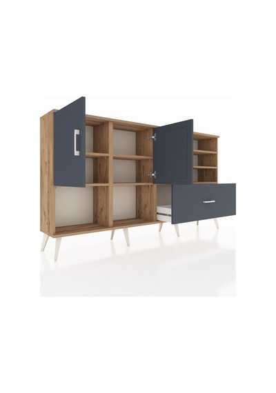 Arges Konsol 7 Raflı Tek Çekmeceli 2 Kapaklı 176x30x99 Çam-antrasit Antrasıt - Atlas Çam Arges Konsol 7 Raflı Tek Çekmeceli 2 Kapaklı 176x30x99 Çam-antrasit Antrasıt - Atlas Çam