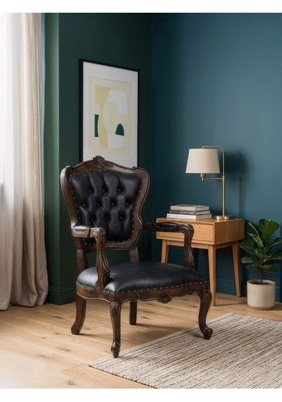 Royal Klasik Ahşap İşlemeli Berjer Ceviz