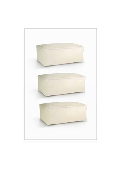 Vedsey Küçük Boy Baza Altı Krem Hurç & Dolap İçi - Sandık İçi Düzenleyici 3'lü Set & 50x25x20 Cm Krem