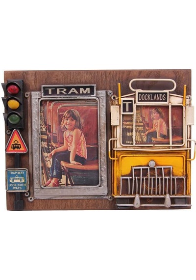 Kenpazar Dekoratif Metal Çerçeve Tramvay Dekorlu Vintage Ev Ofis Hediyelik