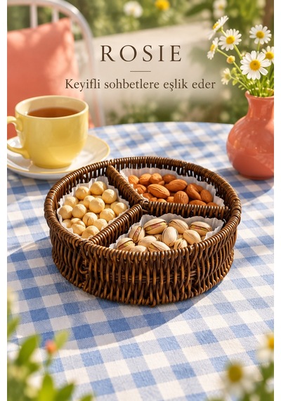 Rosıe 3 Bölmeli Hasır Görünümlü Çerezlik 19 Cm Karışık