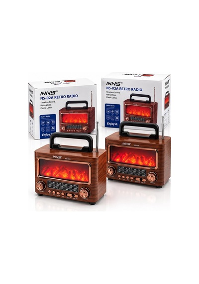 İbreli Şömineli Radyo - Retro Am - Fm - Sw Usb - Type-c Sarjlı Bt - Tf - Usb Speaker Ns-02a Pl-4731 5580