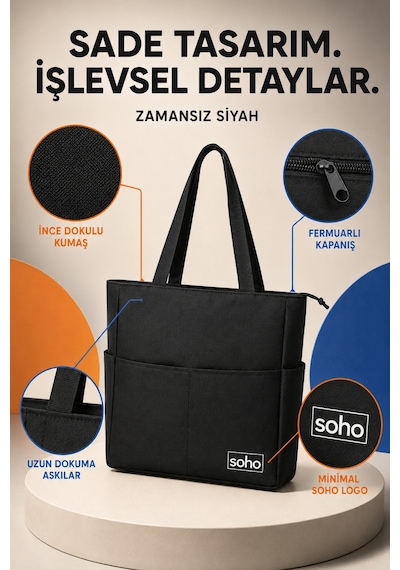 Orijinal Çok Gözlü Geniş İç Hacimli Su Geçirmez & Fermuarlı Yan Cepli Tote Bag Ofis Okul Üniversite Spor İçin Askılı Anne Shopper Günlük Çok Amaçlı El Kol Ve Omuz Çantası Büyük Boy - 35x34x9 Cm Siyah Orijinal Çok Gözlü Geniş İç Hacimli Su Geçirmez & Fermuarlı Yan Cepli Tote Bag Ofis Okul Üniversite Spor İçin Askılı Anne Shopper Günlük Çok Amaçlı El Kol Ve Omuz Çantası Büyük Boy - 35x34x9 Cm Siyah