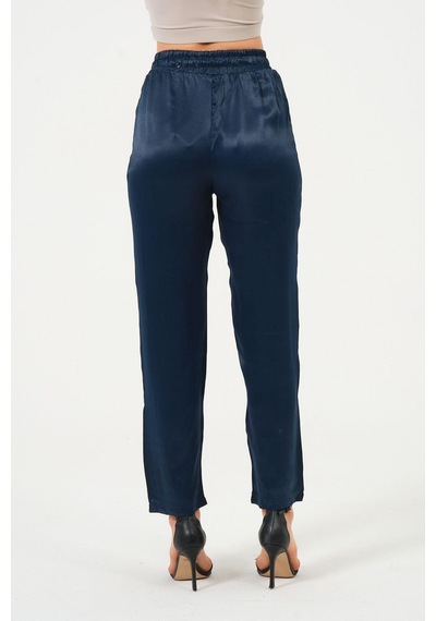 Rich Kadın Yüksek Bel Parlak Saten Pantalon Çok Renkli