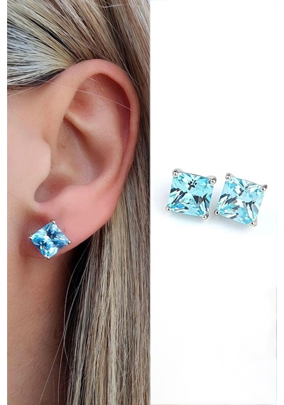 Sky Diamond Blue Aquamarin Taşlı 925ayar Gümüş Üzerine Altın Kaplama Damla Küpe 88770337