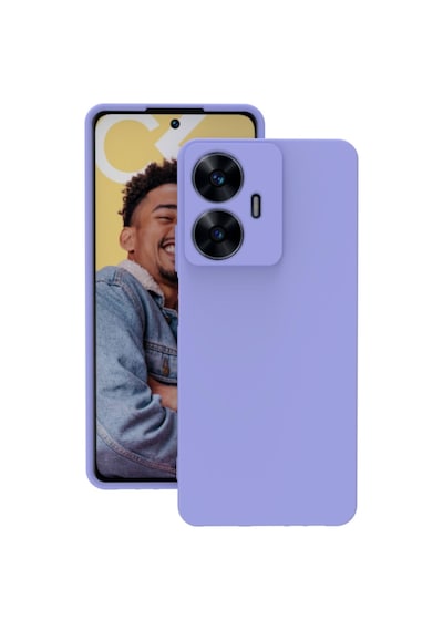 Realme C55 Kılıf Kamera Korumalı Silikon Rubber Arka Kapak Lila