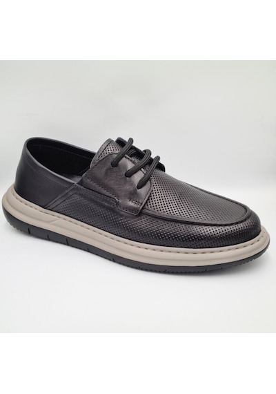Greyder 64695 Siyah Hakiki Deri Erkek Casual Comfort Ayakkabı Siyah