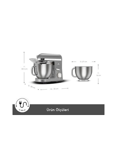 Karaca Mastermaid Chef Pro 1750 W Çift Kollu Stand Mikser