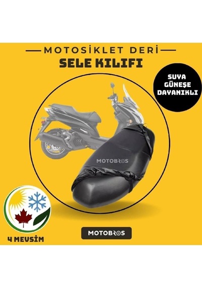 Motobros Peugeot Django 150 Uyumlu Motosiklet Siyah Deri Sele Kılıfı