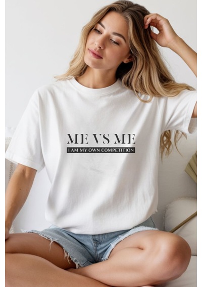 Unisex Oversize 24/1 Penye Dtf Baskılı Tişört - Dtf246 Beyaz
