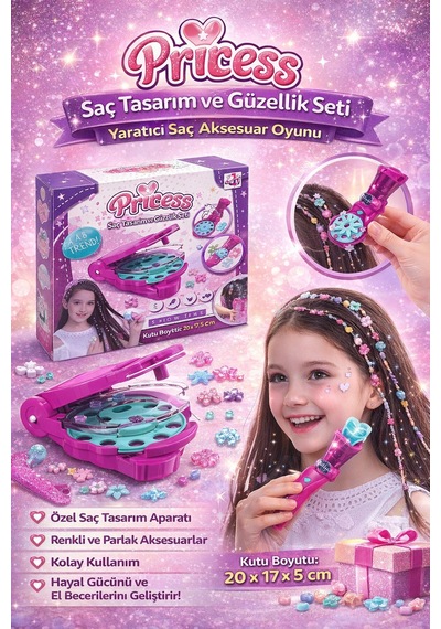 Princess Saç Tasarım Ve Güzellik Seti Yaratıcı Saç Aksesuar Oyunu