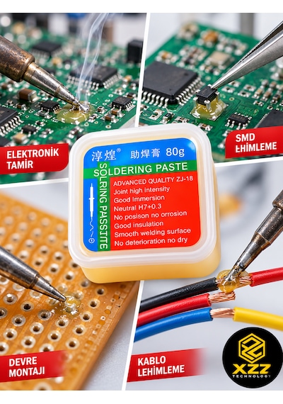 80 Gram Lehim Pastası Zj-18 Elektronik Devre, Pcb, Smd Ve Kablo Lehimleme Flux Pastası