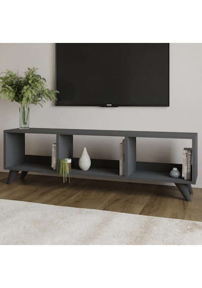 Tina Tv Sehpası 120 Cm Açık Meşe Renkli, Retro Tarz Ahşap Ayaklı Minimal Tv Sehpası Antrasit Tina Tv Sehpası 120 Cm Açık Meşe Renkli, Retro Tarz Ahşap Ayaklı Minimal Tv Sehpası Antrasit