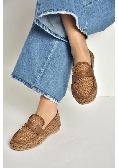 Fox Shoes Y267283309 Taba File Görünümlü Günlük Kadın Babet Taba
