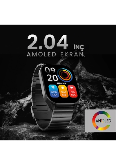 HiFuture APEX 2.04" AMOLED Ekran BT Arama IP68 Su Geçirmez Akıllı Saat  (Hifuture Türkiye Garantili)